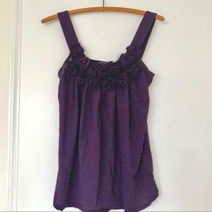 Purple tank with flower neckline